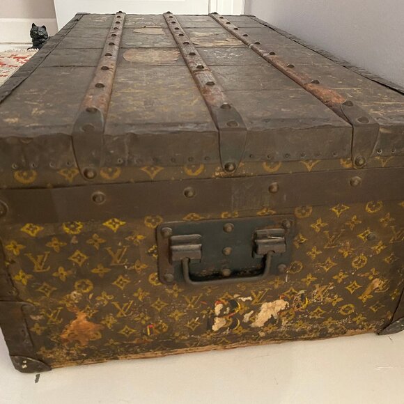 Louis Vuitton Antique Monogram Cotton Canvas Steamer Trunk from 1900-1910 - Picture 7 of 14
